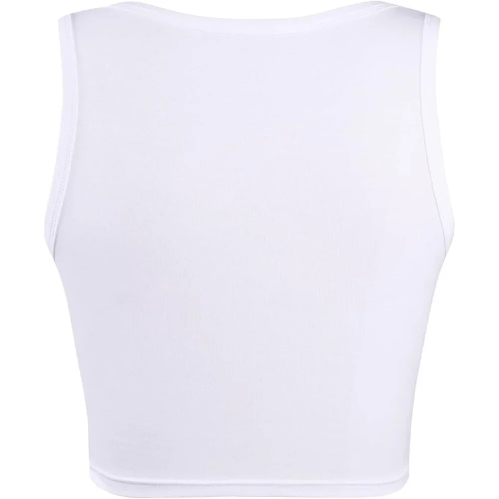 Women Crop Tank Top Cotton V Neck Graphic Sleeveless Summer Slim Fit - Picture 5 of 6